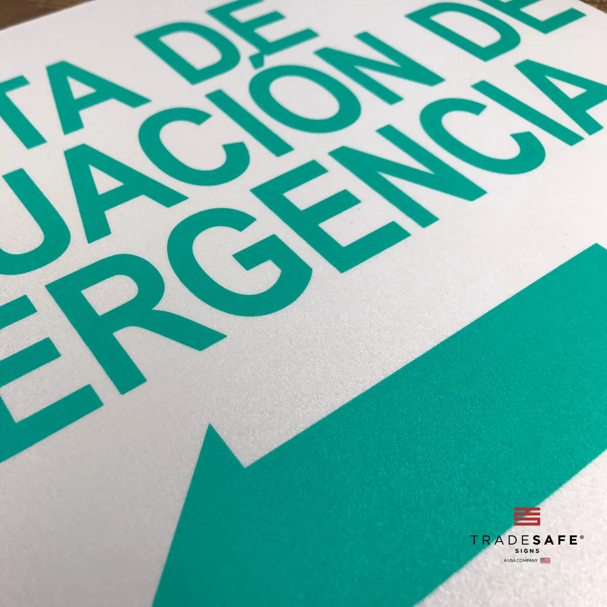Ruta De Evacuación De Emergencia (Left Arrow) - Aluminum