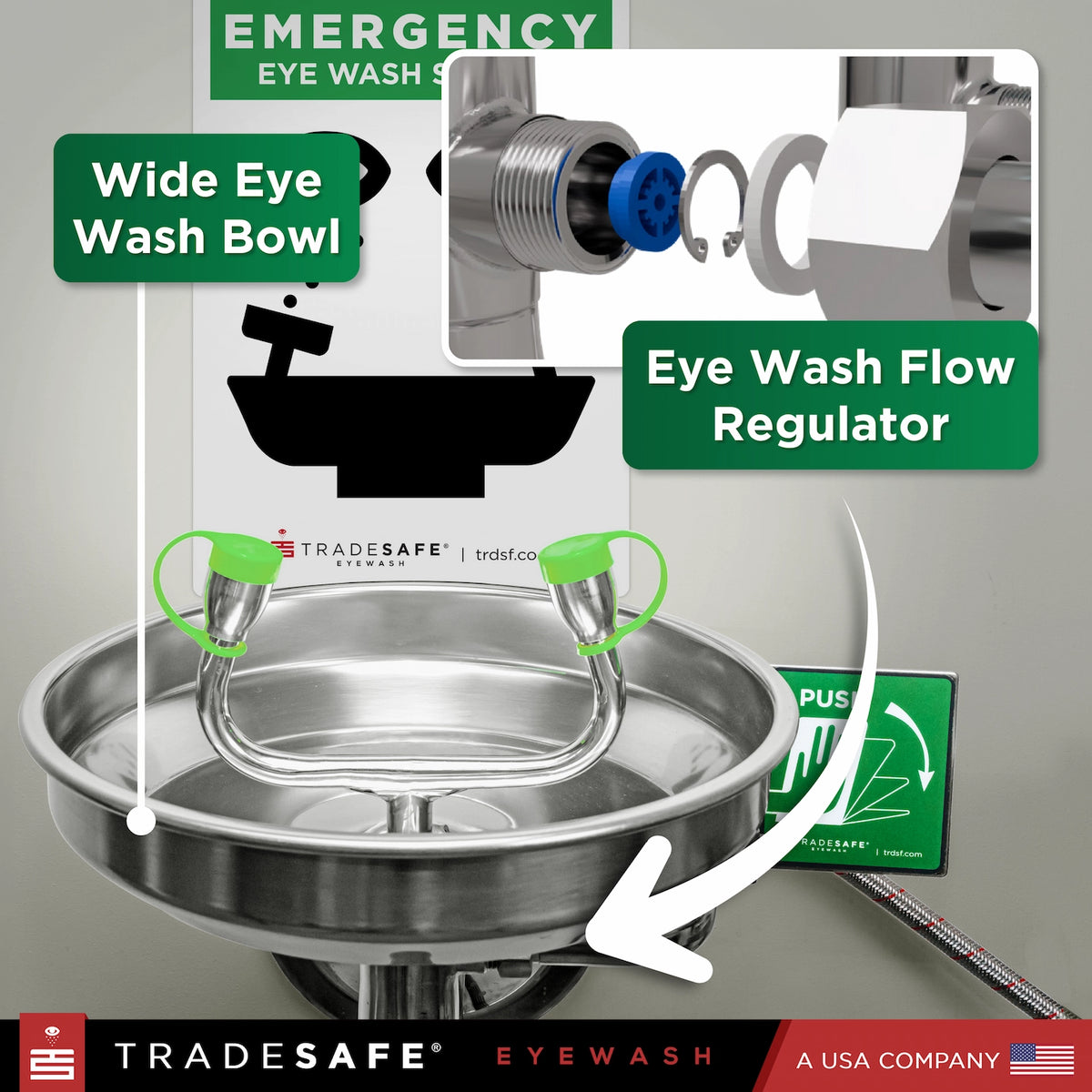 Wash Components Wall Mounted Eye Wash Station | TRADESAFE