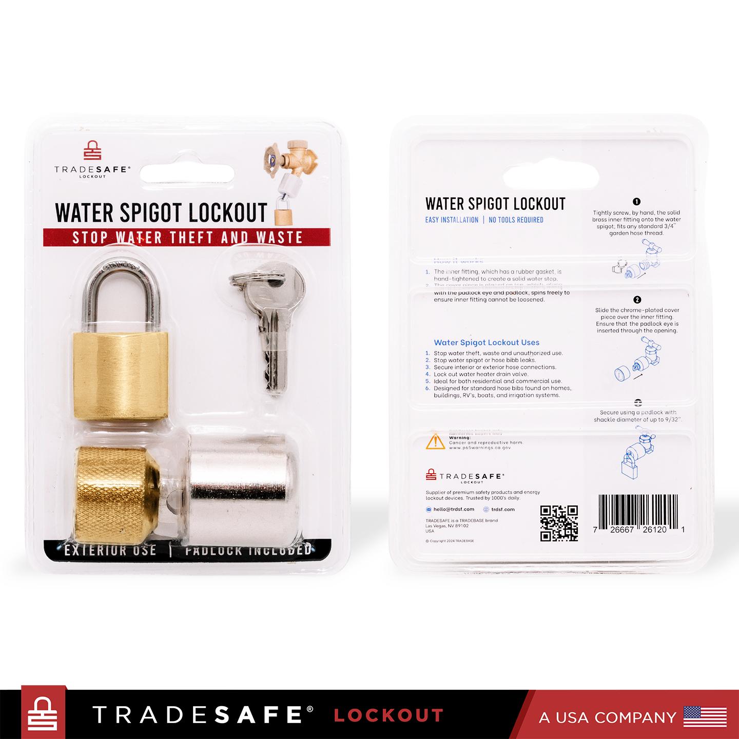 tradesafe water spigot lockout on packaging