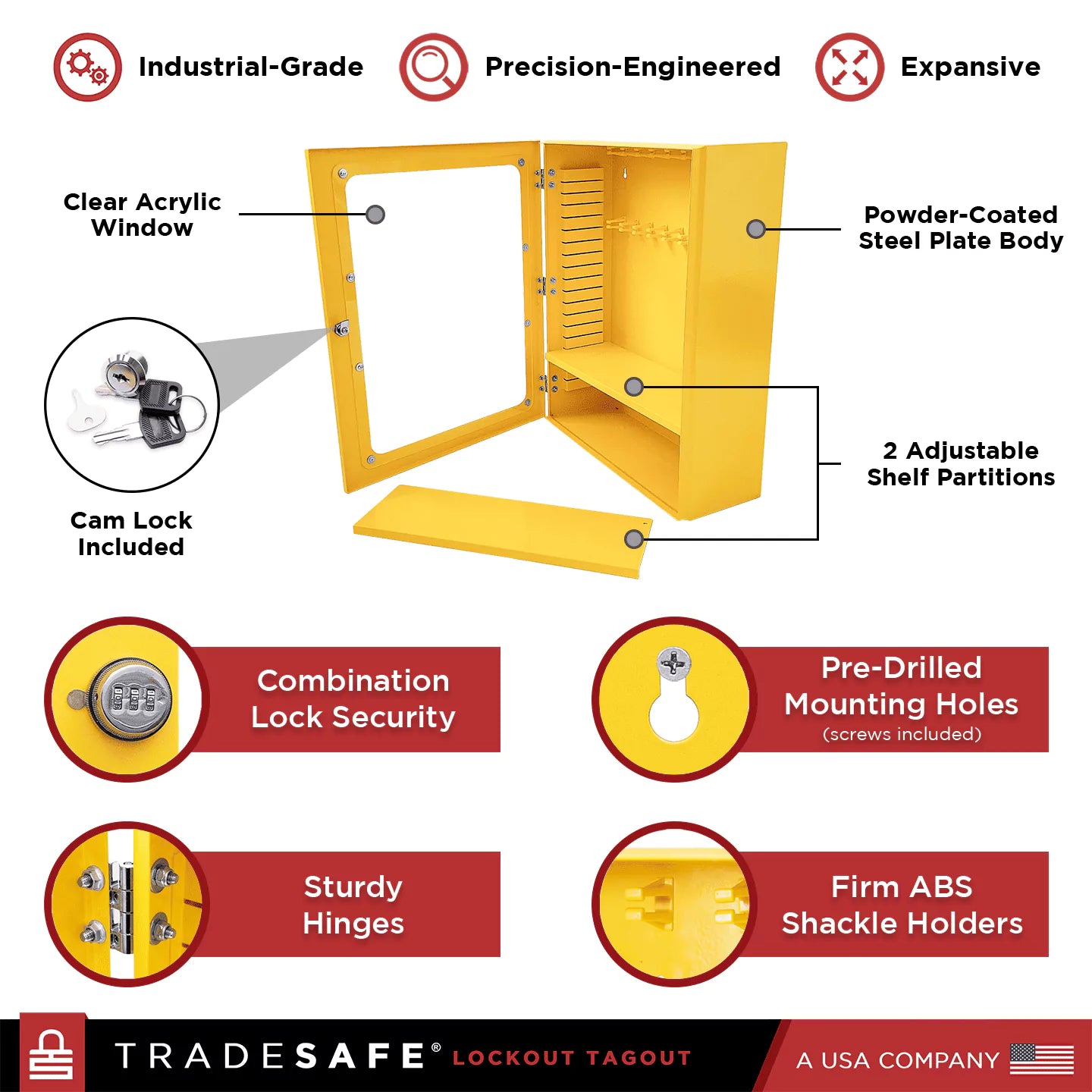 product features of lockout tagout extra large steel cabinet