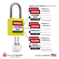 visual representation of yellow keyed different lock with master key including labels in three languages