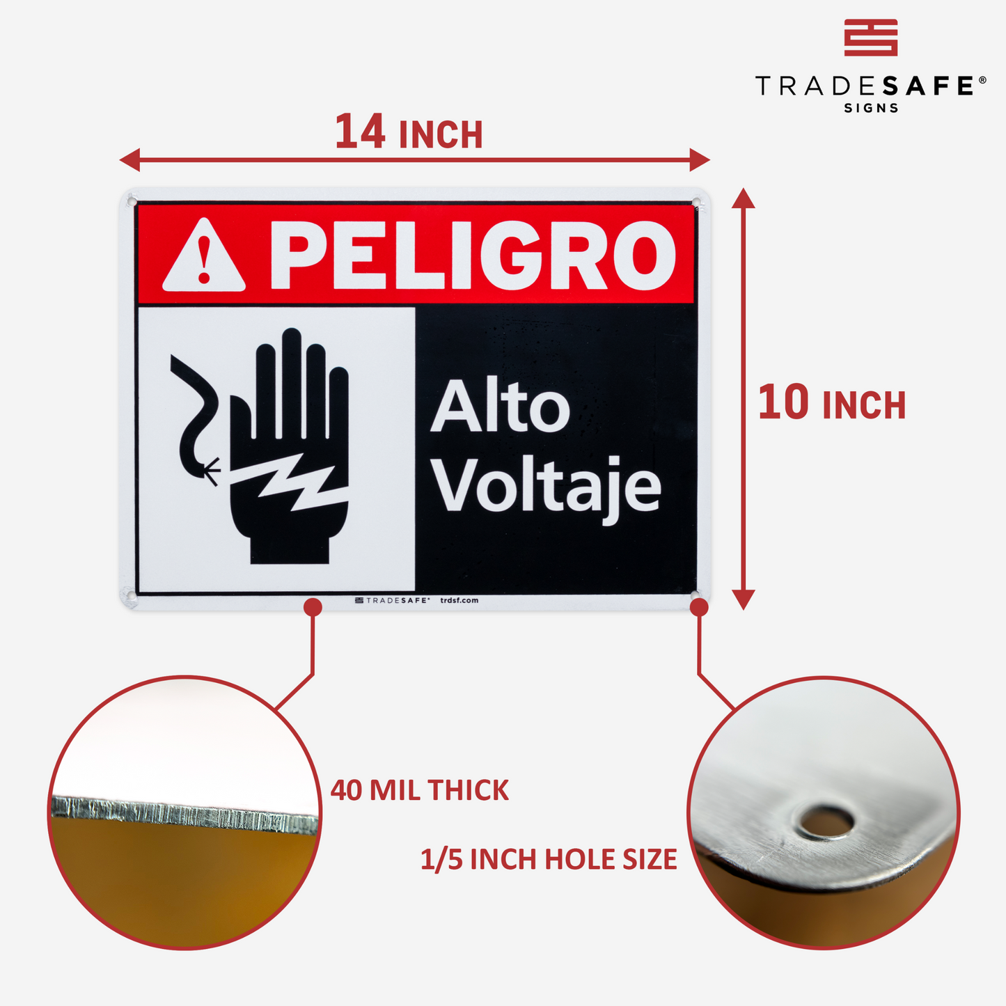 dimensions of alto voltaje sign