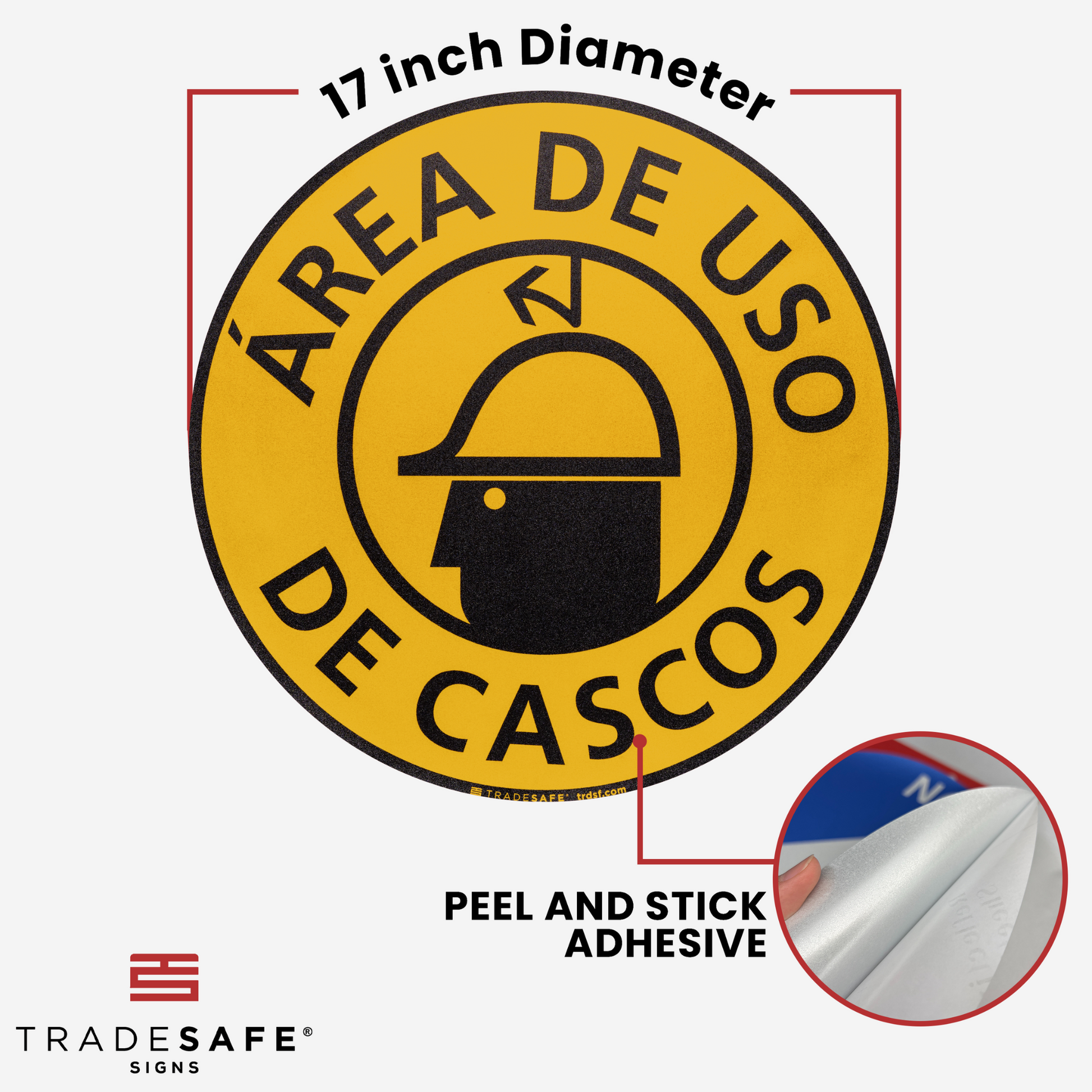 dimensions of "área de uso de cascos" sign