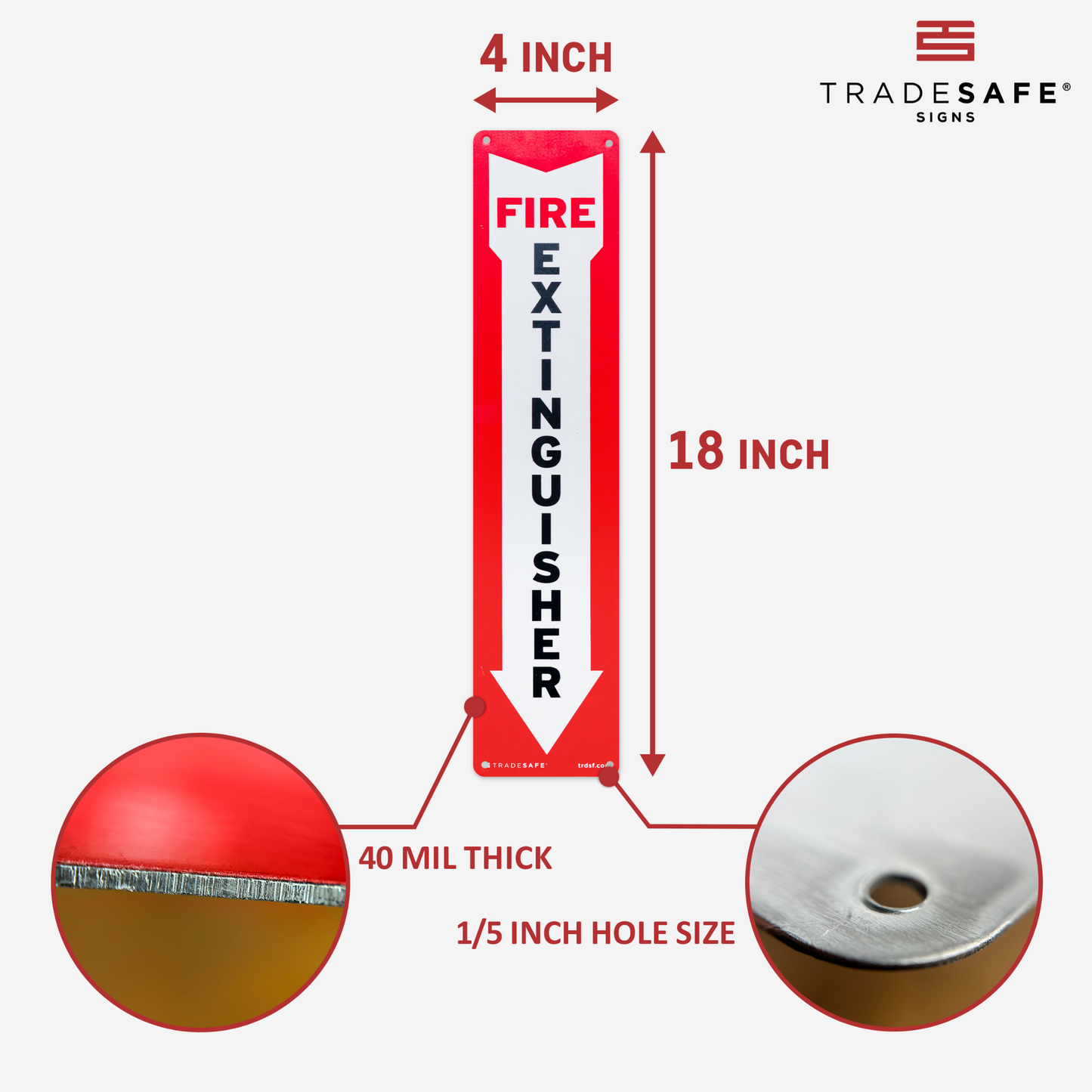 product dimensions of fire extinguisher sign