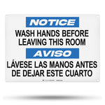 wash hands sign - bilingual restroom sign