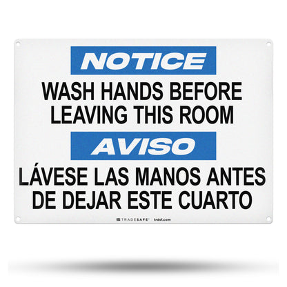 wash hands sign - bilingual restroom sign