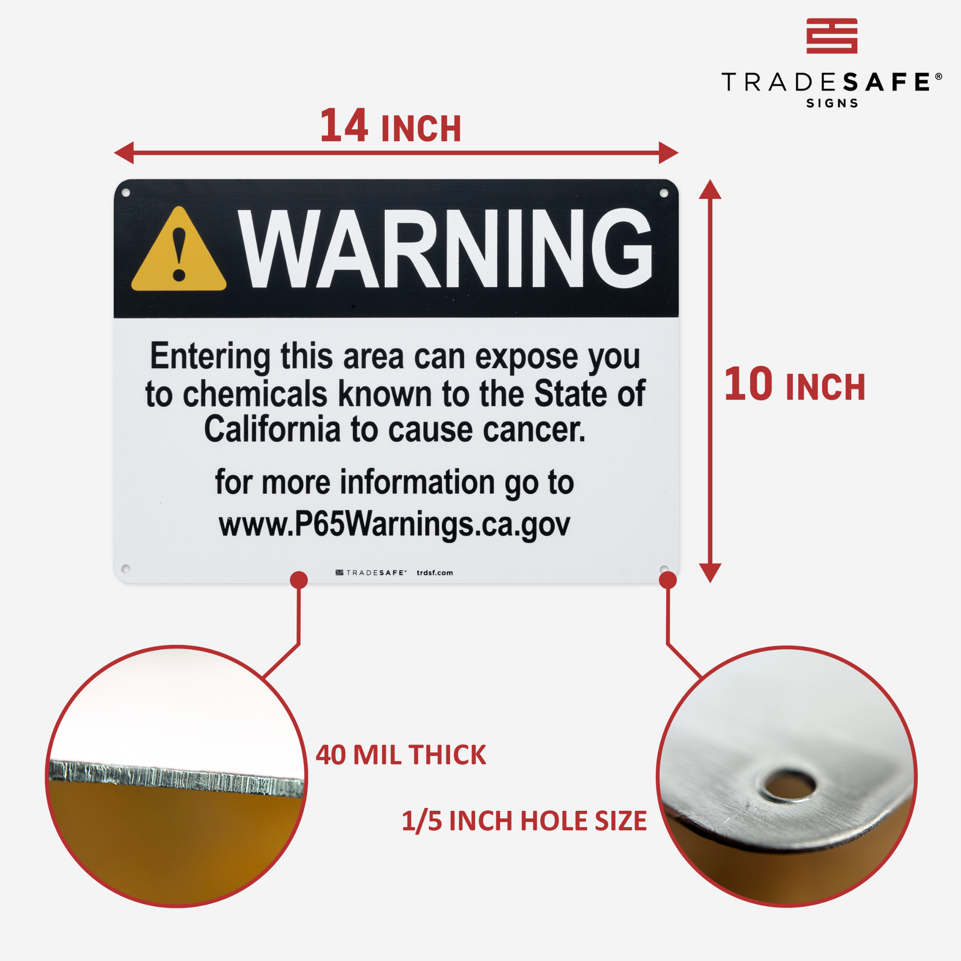 dimensions of cancer-causing chemicals warning sign