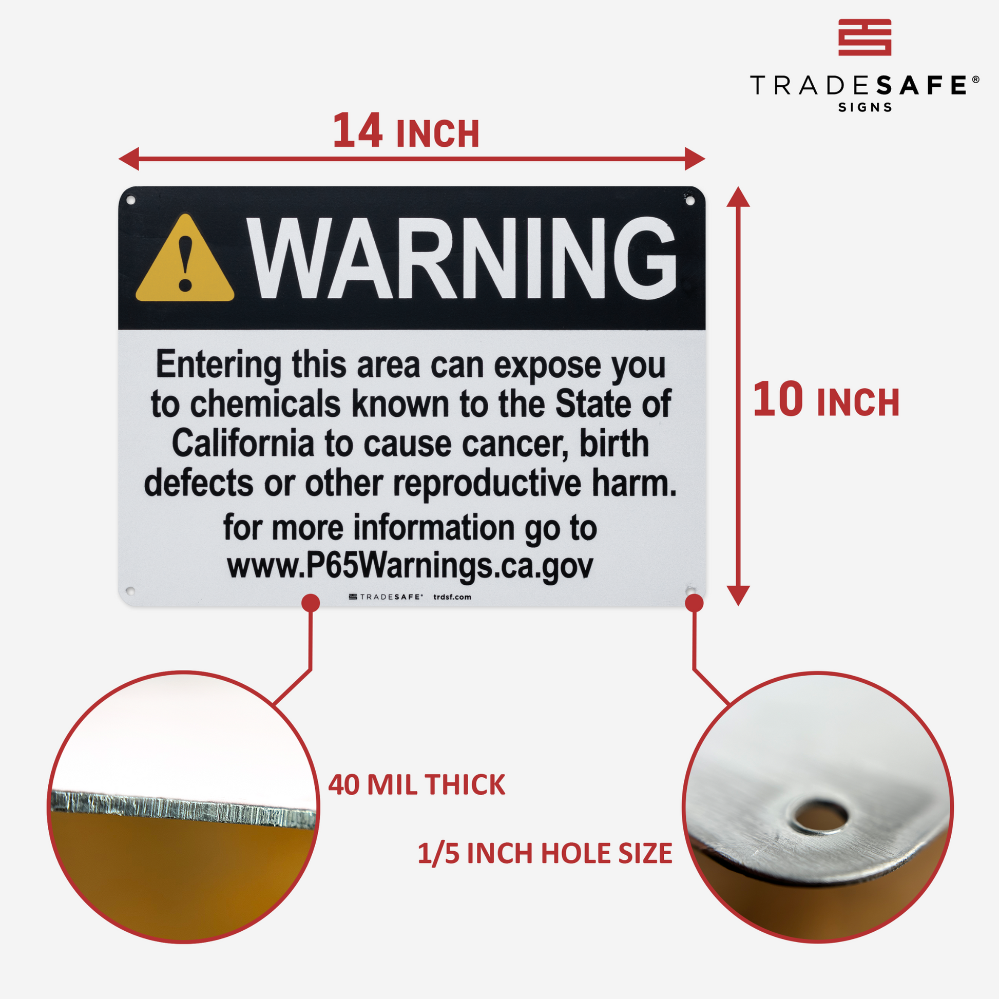 dimensions of cancer and reproductive harm warning sign