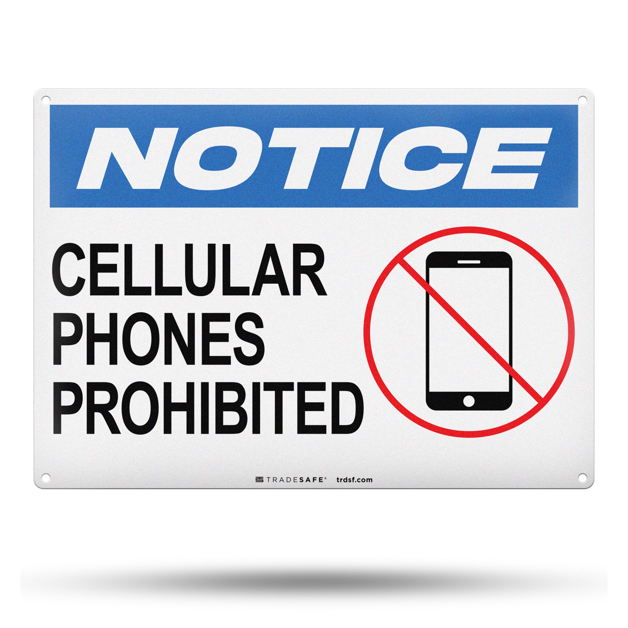 Letrero de aluminio prohibido para teléfonos celulares