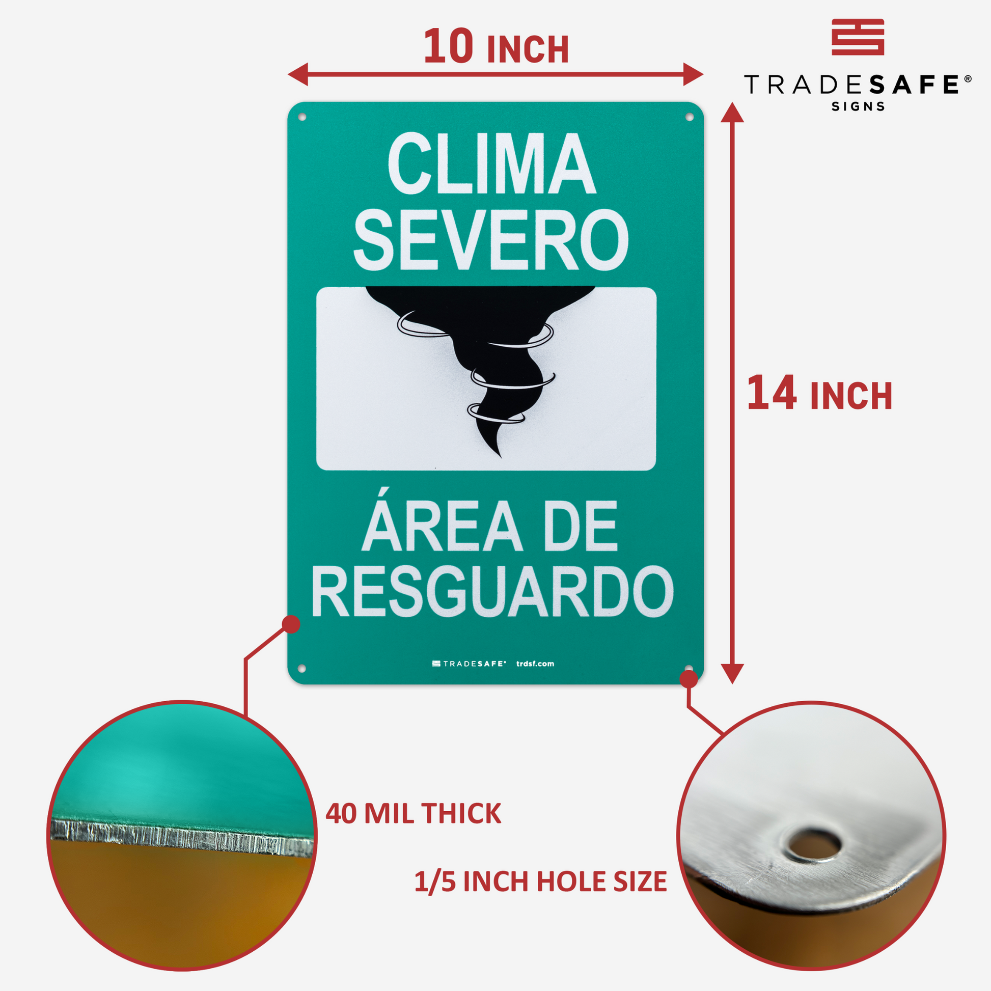 dimensions of clima severo área de resguardo sign