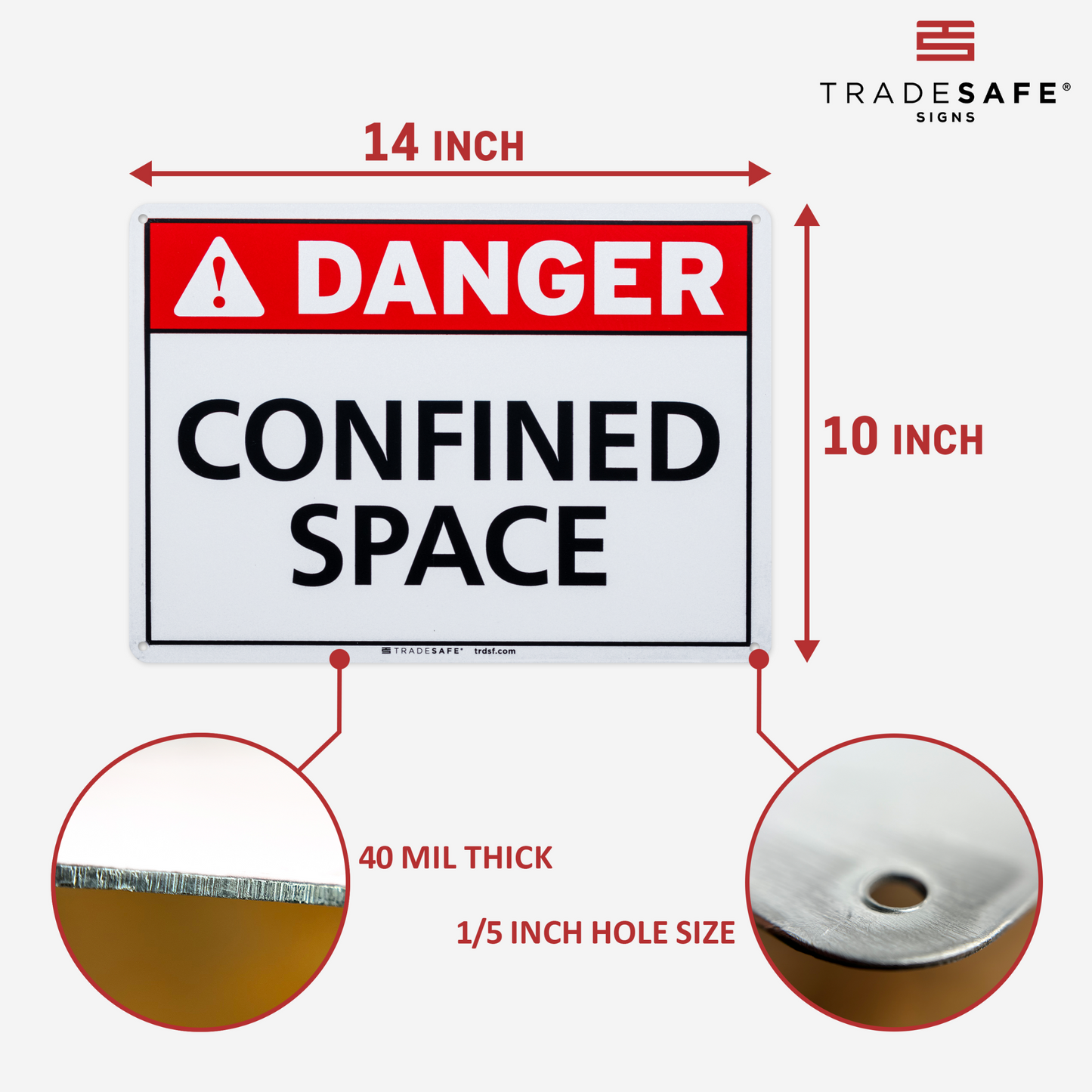 dimensions of confined space sign