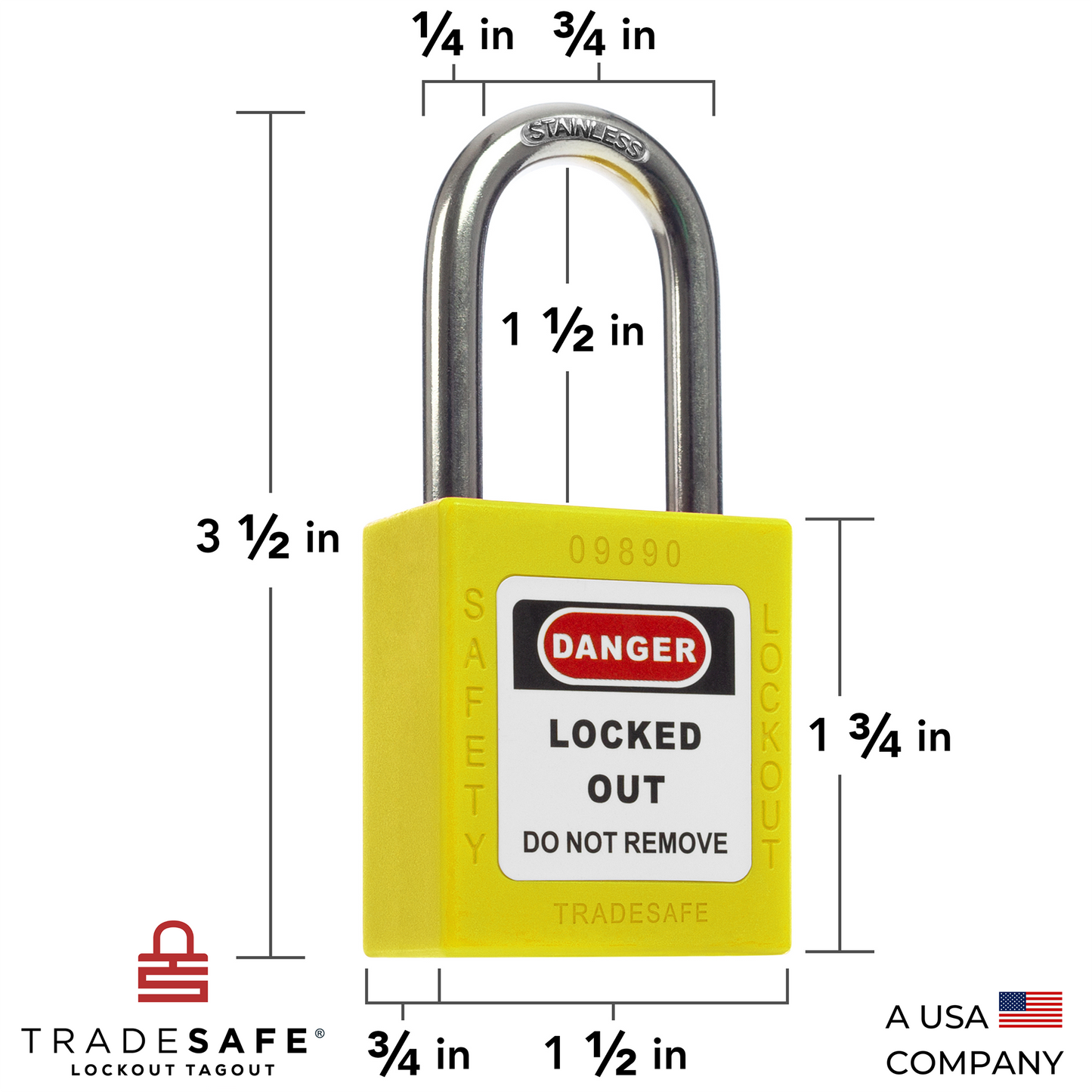 Yellow Keyed Alike Padlocks - 2 Keys - 10 Pack | TRADESAFE