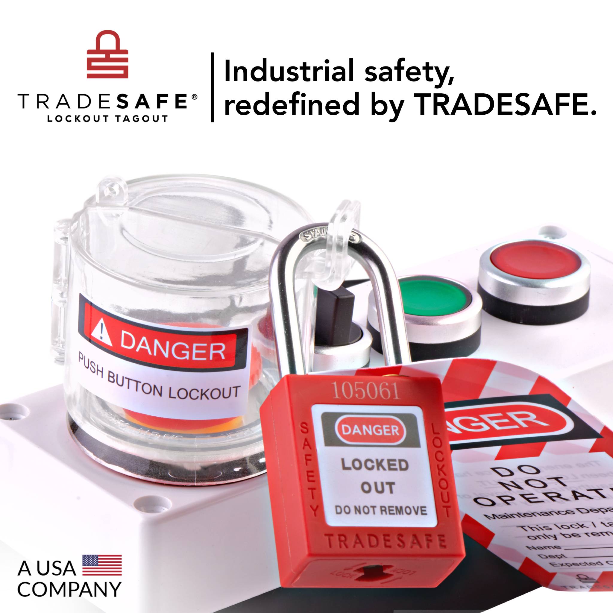 Round Push Button Cover Lockout - 3-Piece Set | TRADESAFE