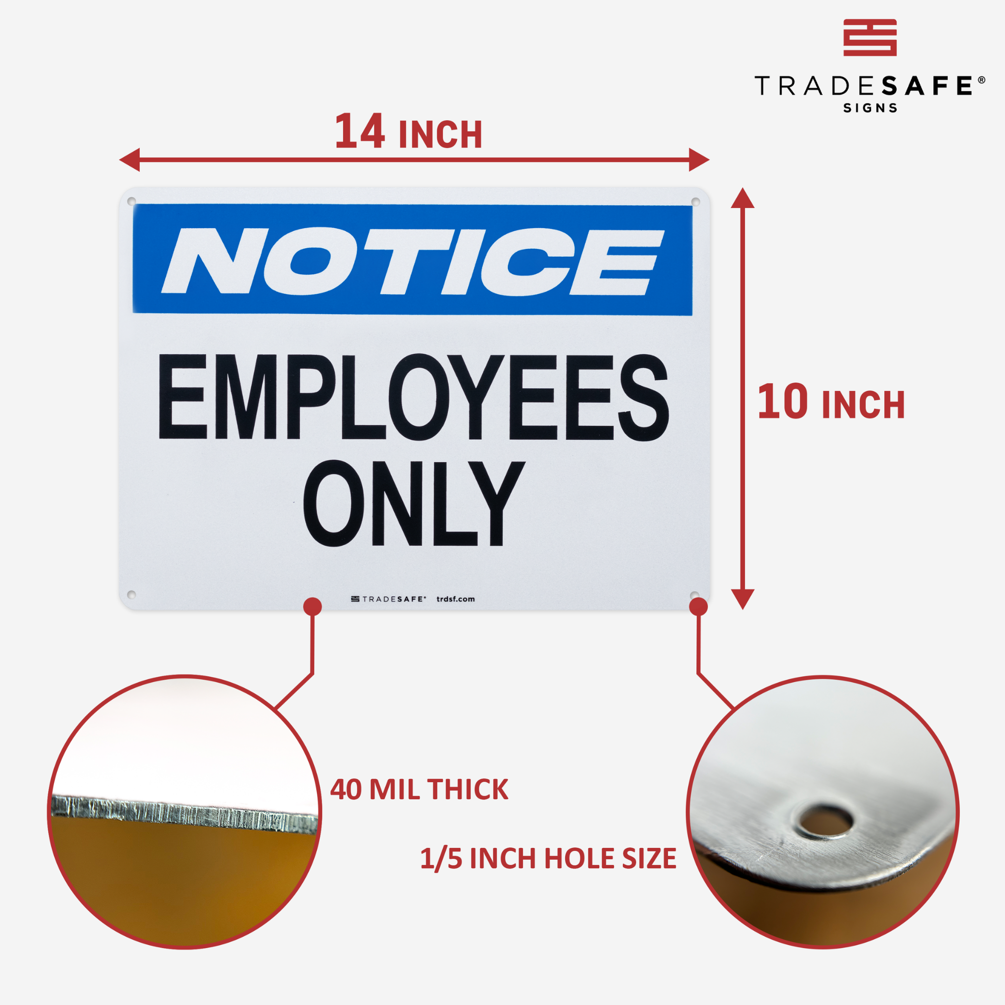 Employees Only Sign - Aluminum Employee Only Sign | TRADESAFE