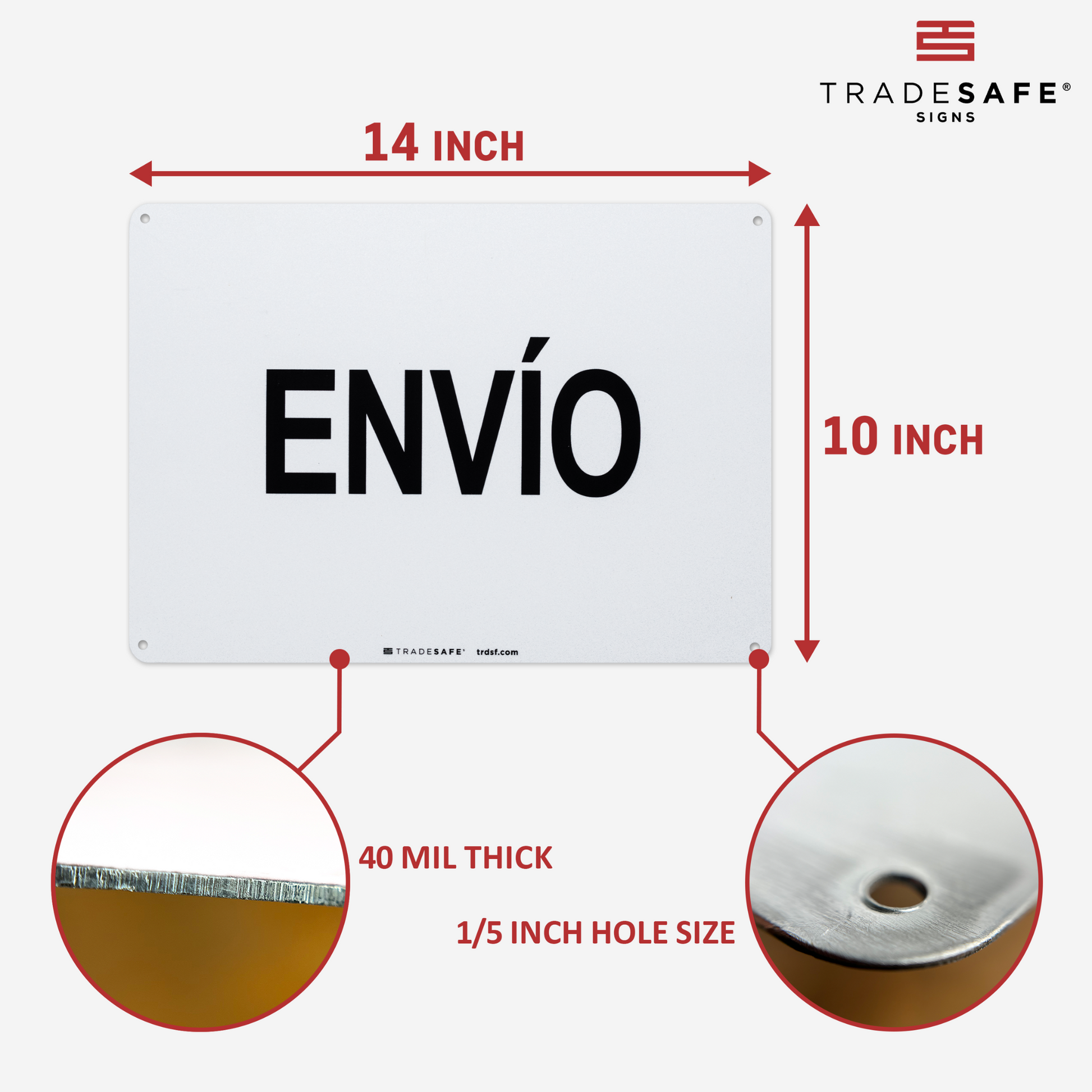 dimensions of envío sign