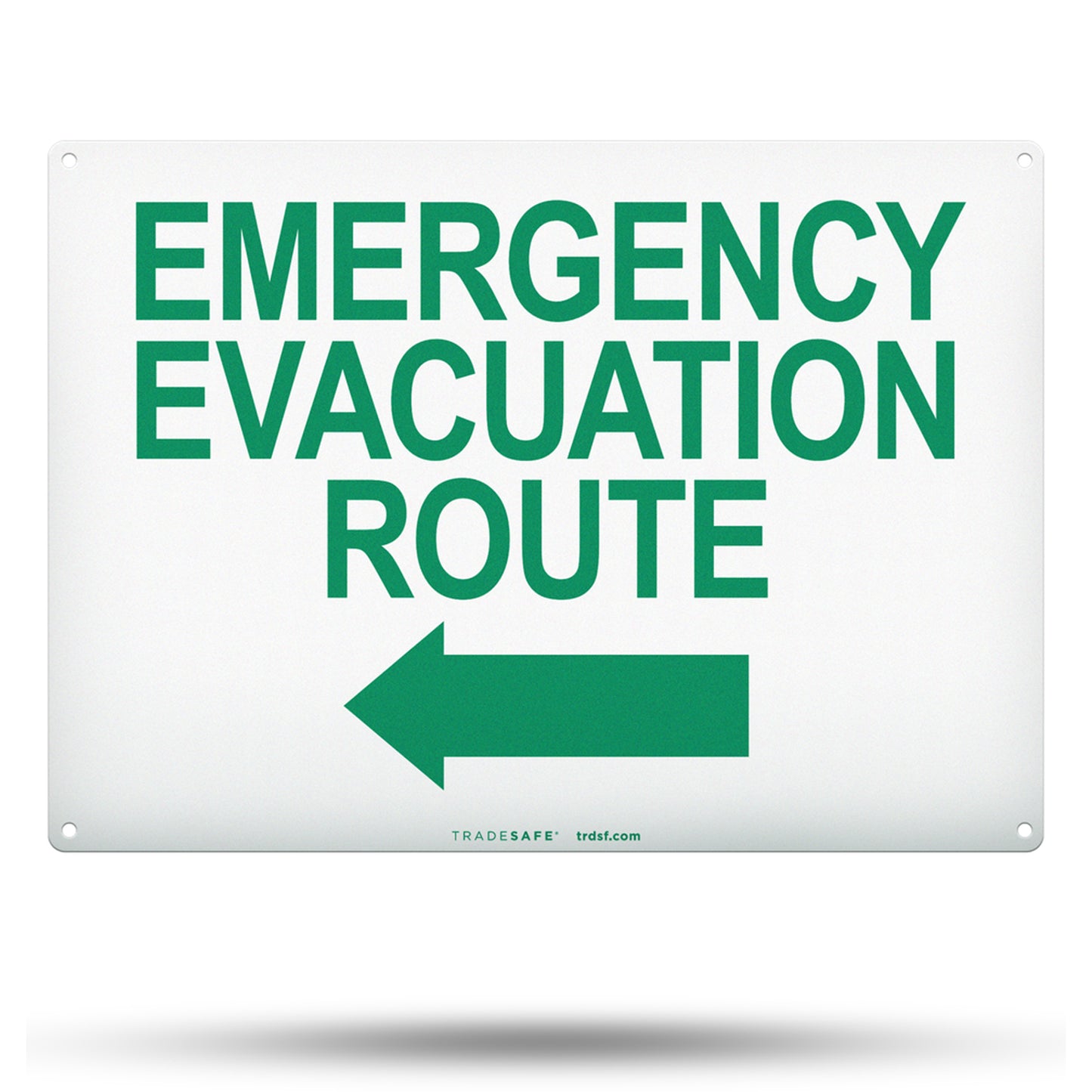 Evacuation Route Sign (Left Arrow) - Aluminum Evacuation Signs | TRADESAFE