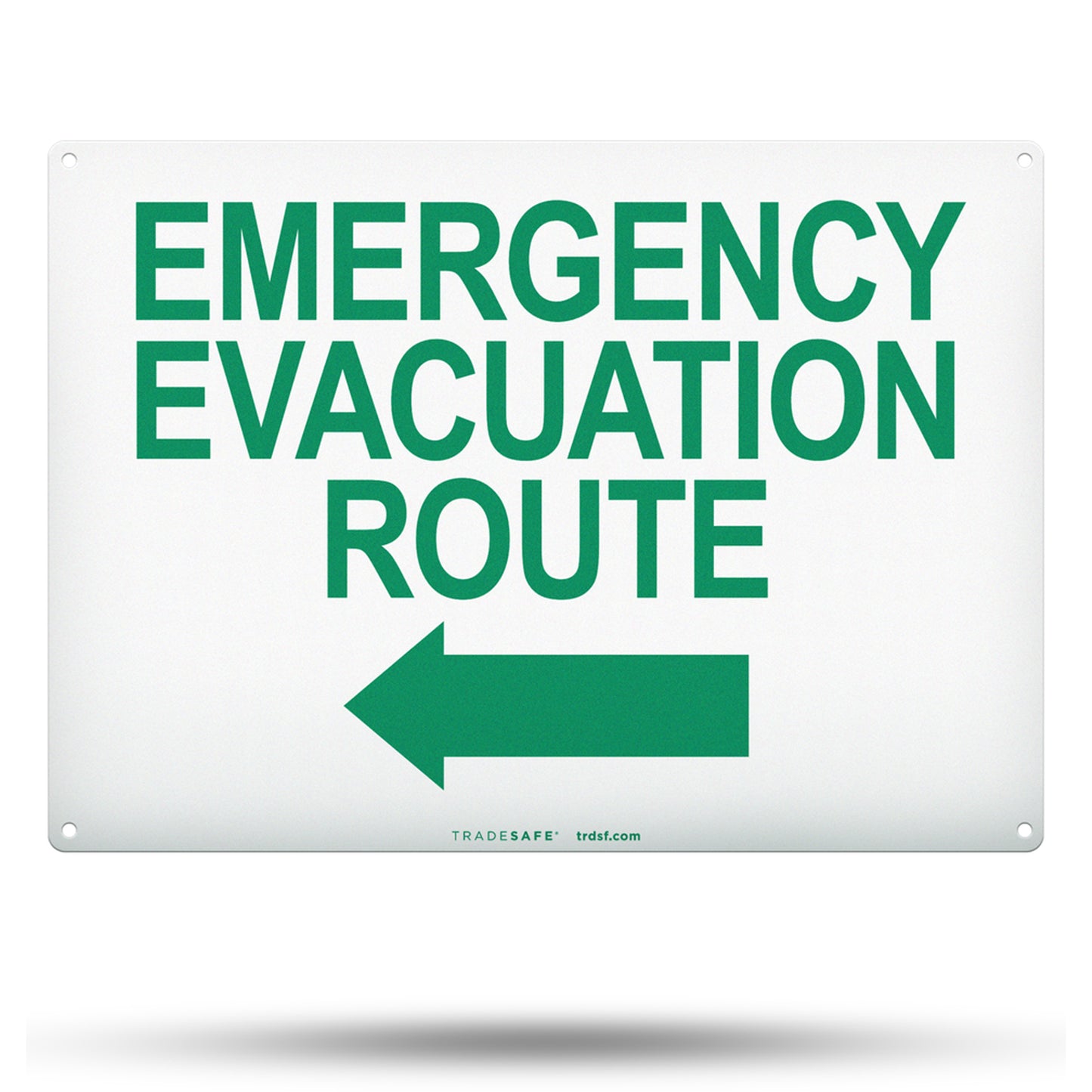 emergency evacuation route sign with left arrow