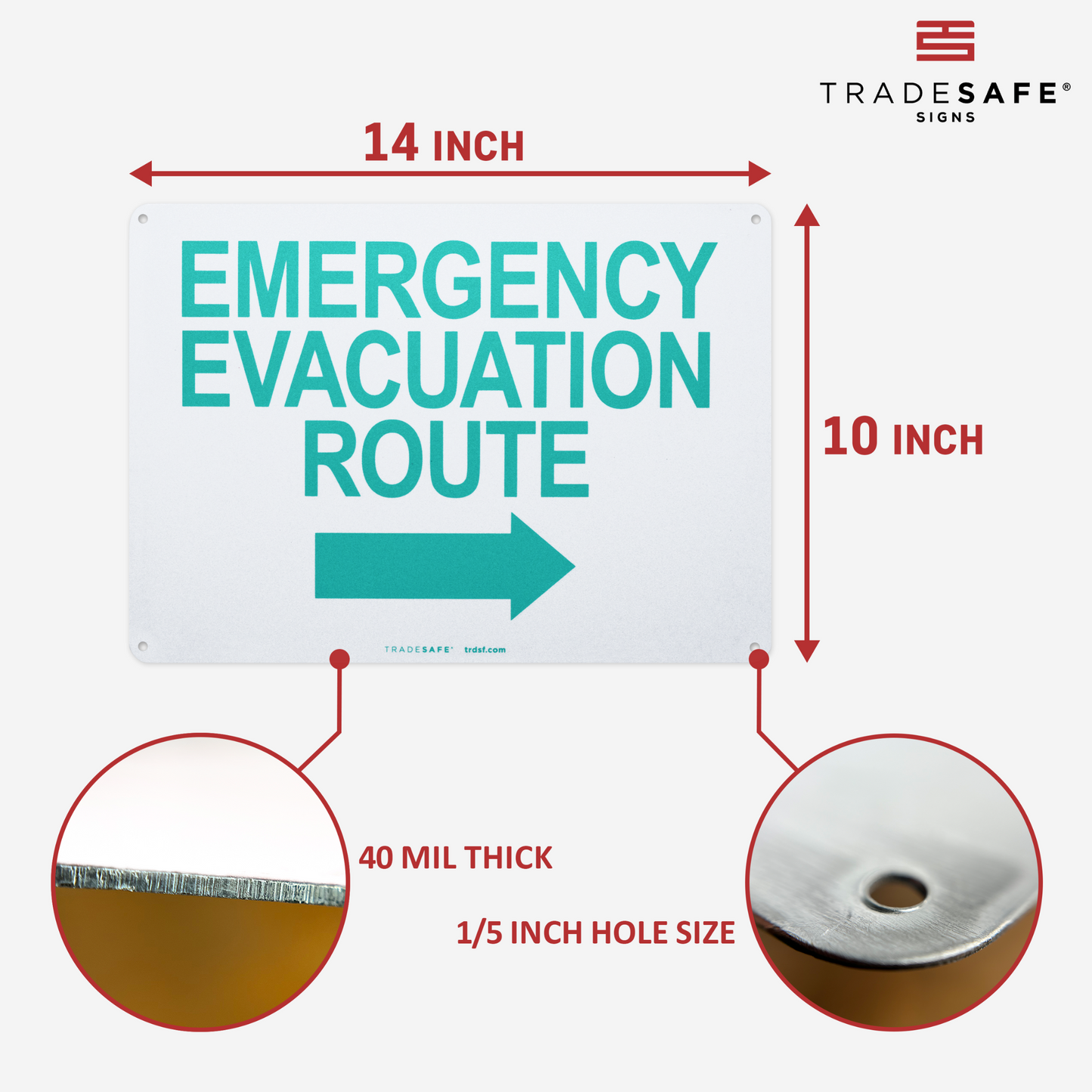 dimensions of emergency evacuation route sign