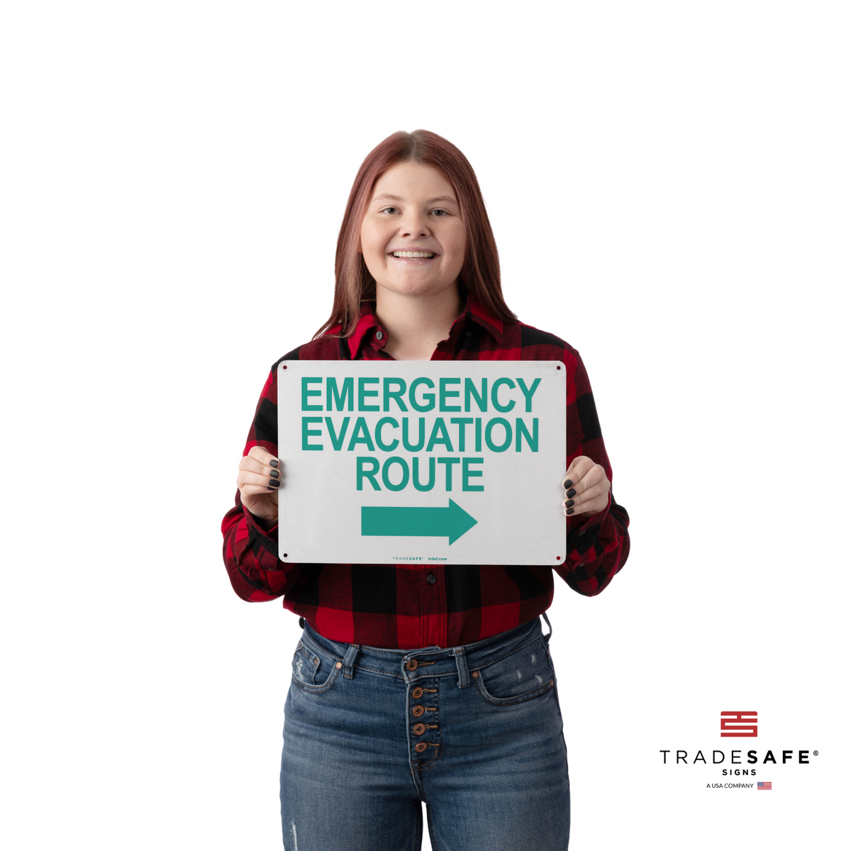 Emergency Relocation Sign Evacuation Route Sign (Right Arrow) - Aluminum Evacuation Signs | TRADESAFE