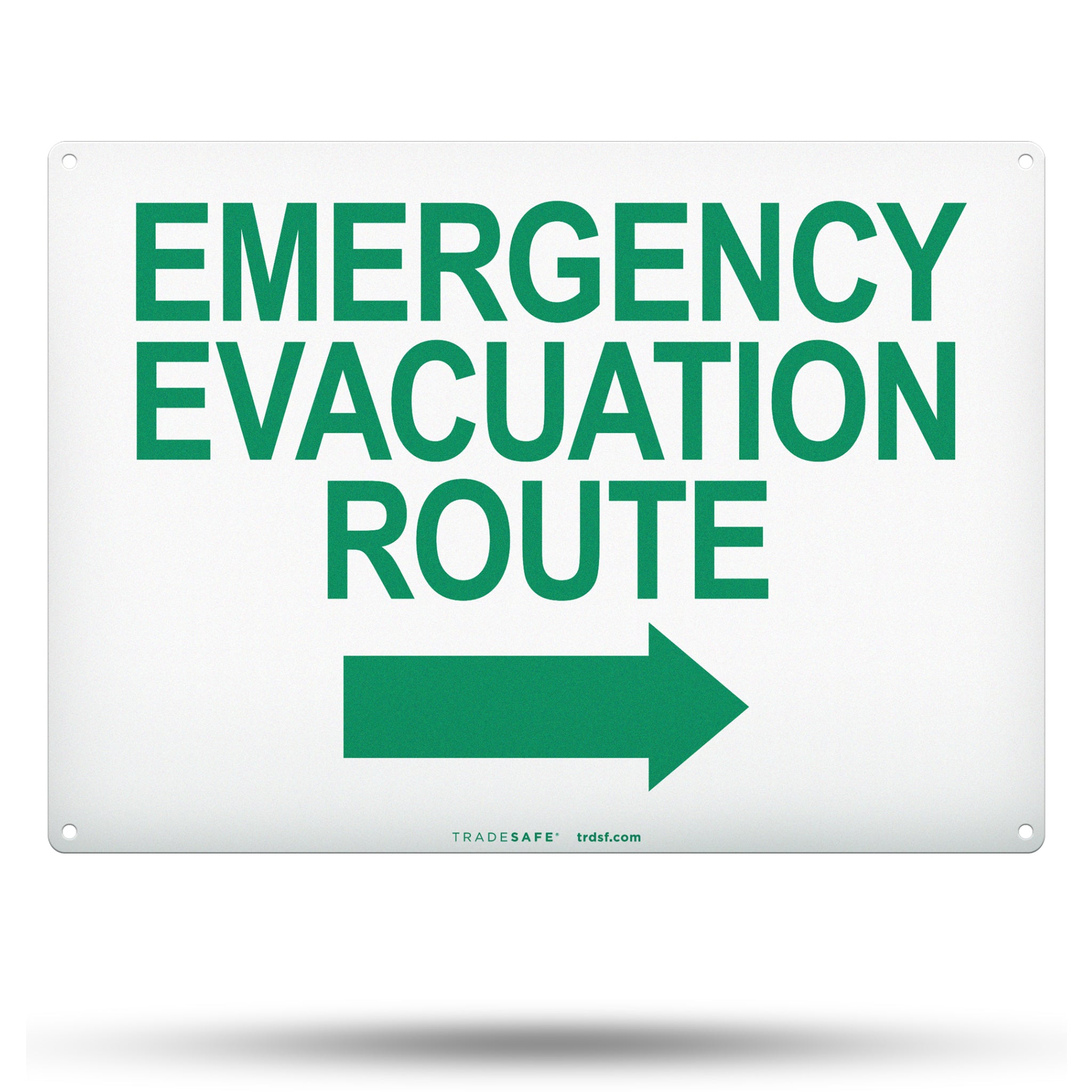 Señal de aluminio de ruta de evacuación de emergencia (flecha derecha)