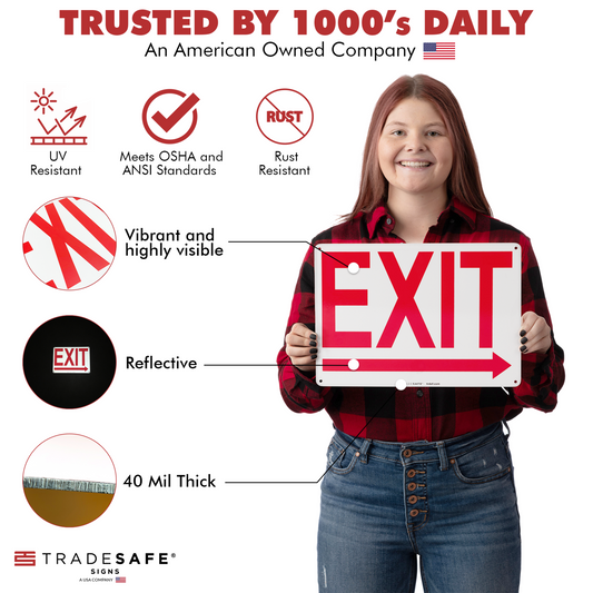 product attributes of exit sign with right arrow