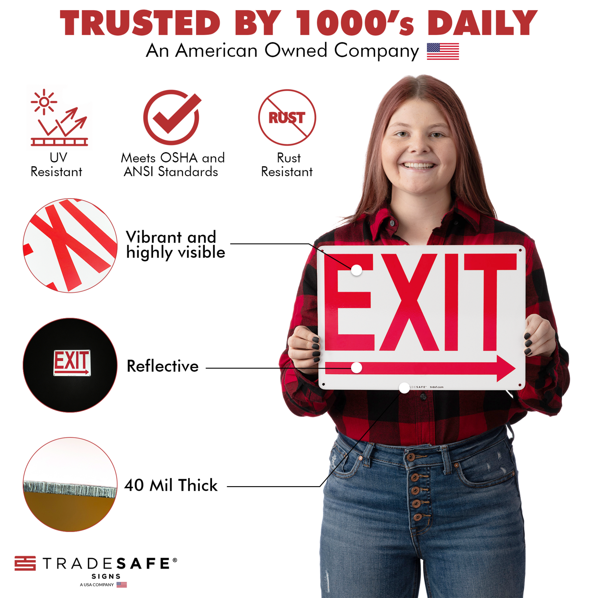 product attributes of exit sign with right arrow