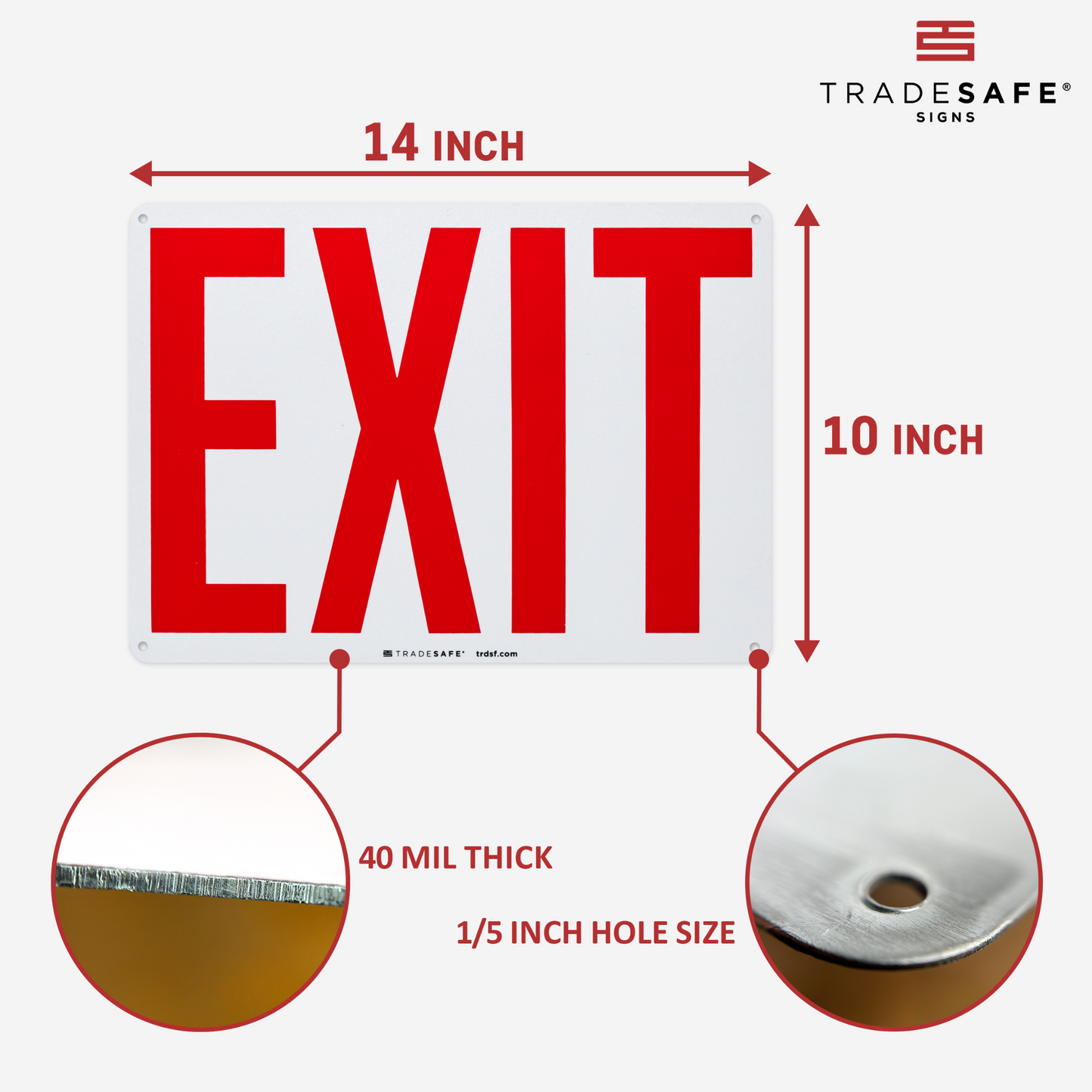 dimensions of exit sign for workplace safety
