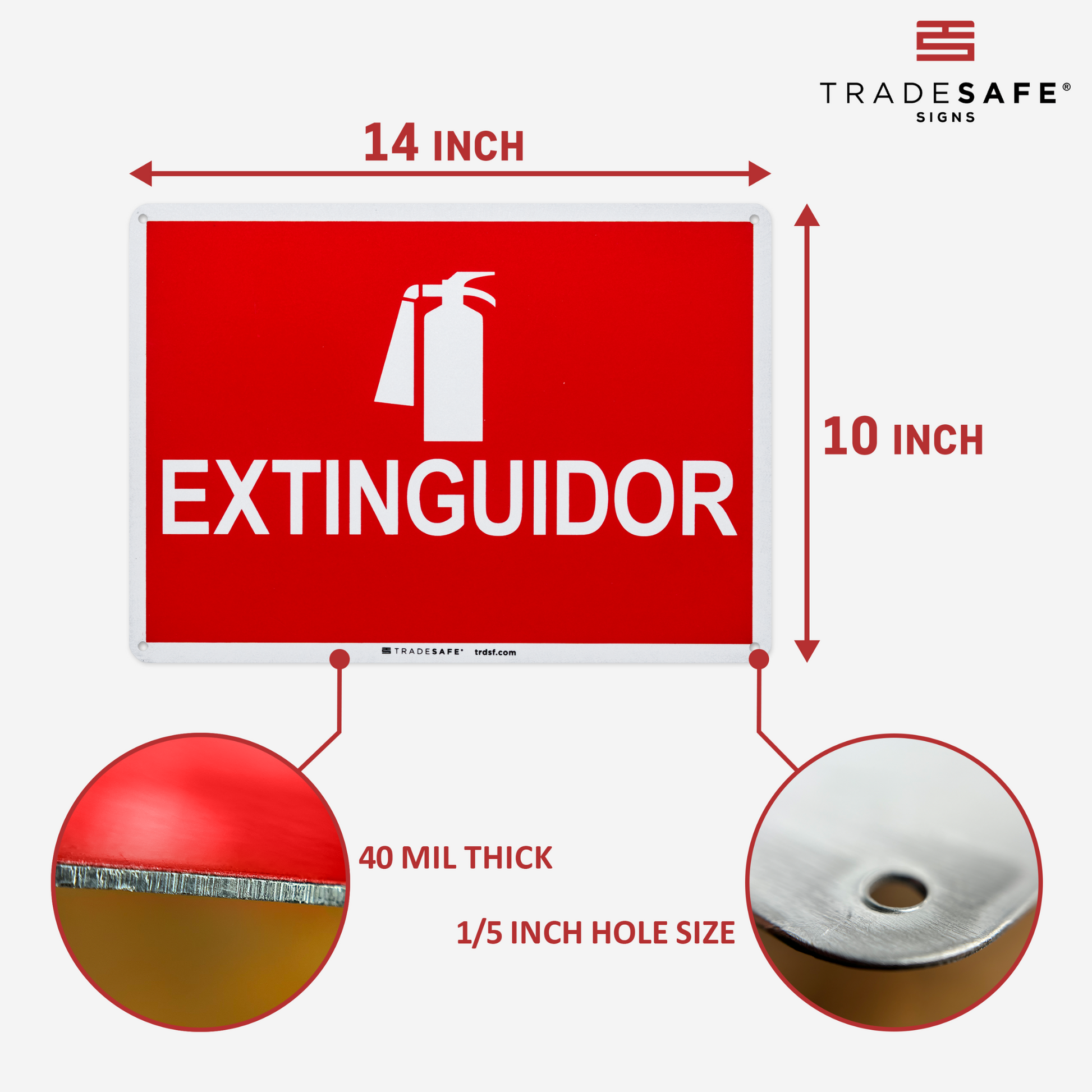 dimensions of extinguidor sign