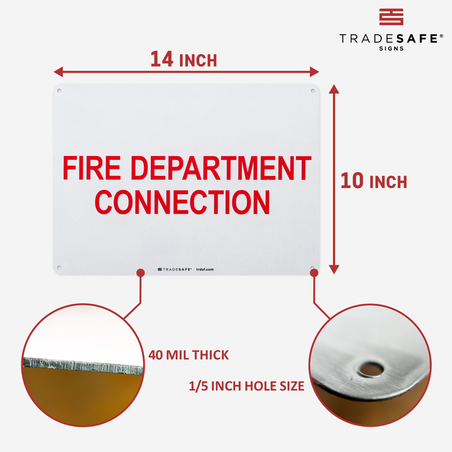 dimensions of fire department connection sign