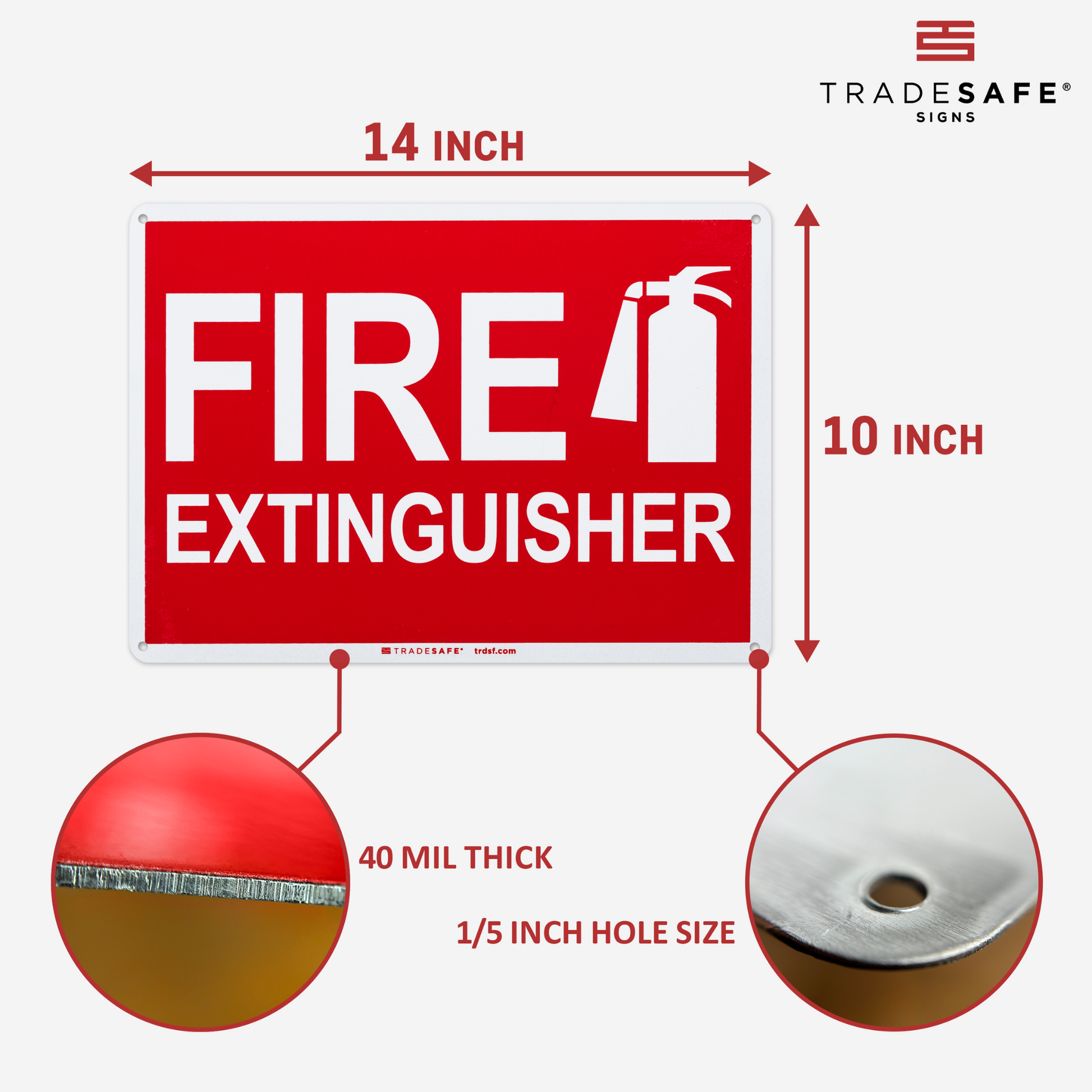 dimensions of fire extinguisher sign