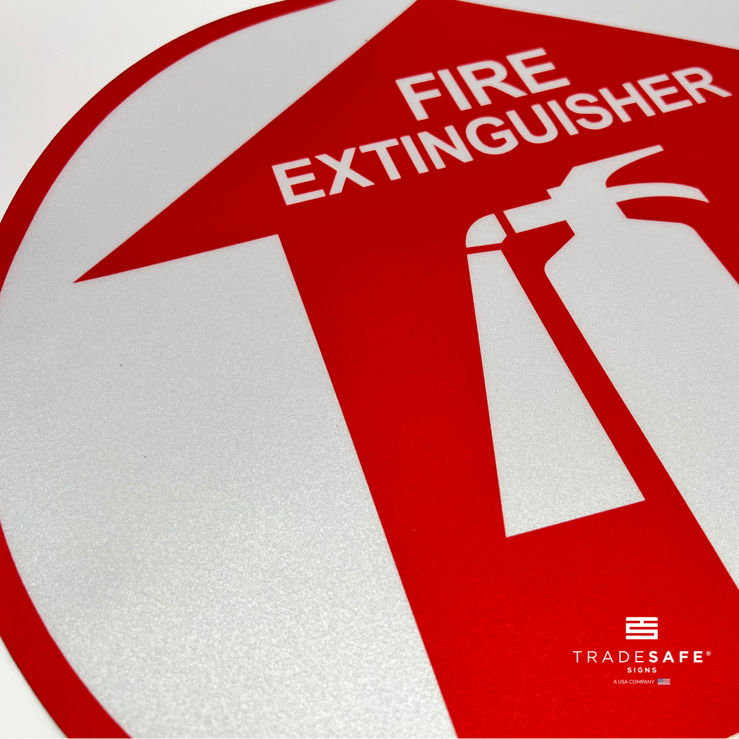 close-up of fire extinguisher sign