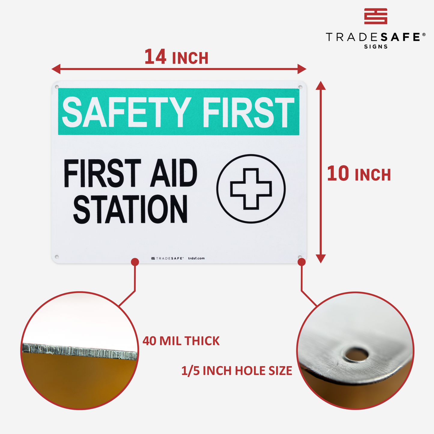 dimensions of first aid station sign