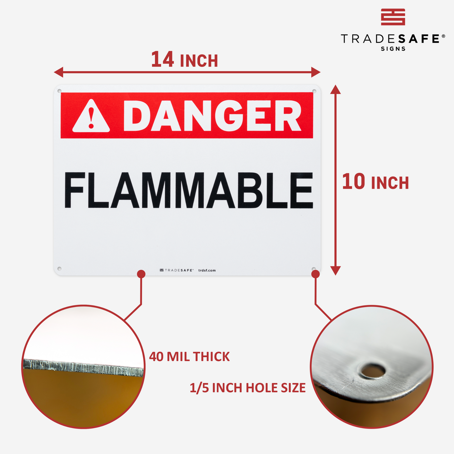 dimensions of flammable sign