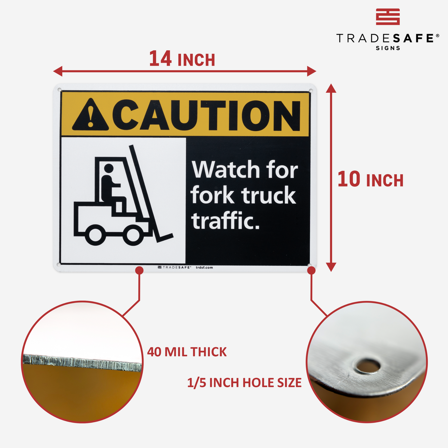 dimensions of watch for fork truck traffic sign