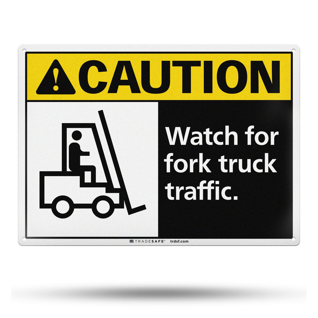 Warning Turrets Sign Forklift Traffic Sign - Aluminum Caution Sign | TRADESAFE
