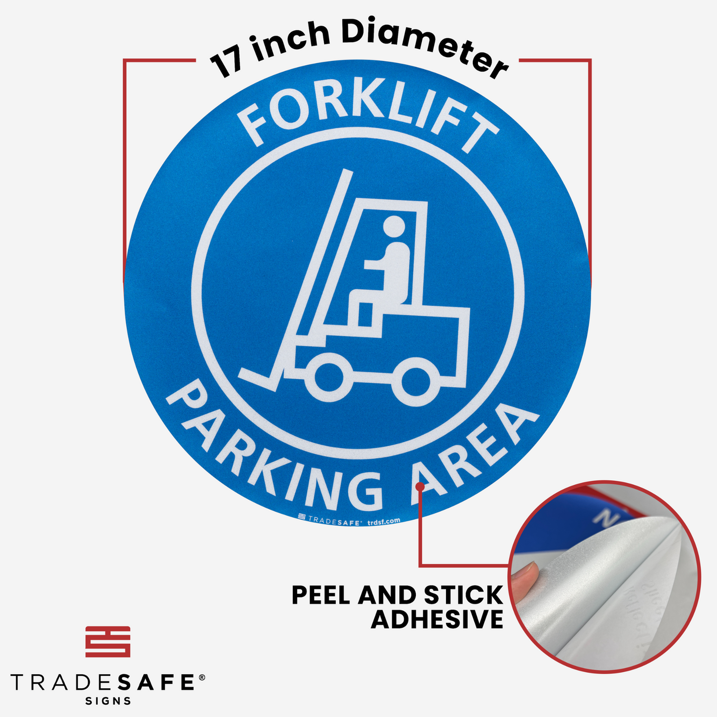 dimensions of forklift parking area sign