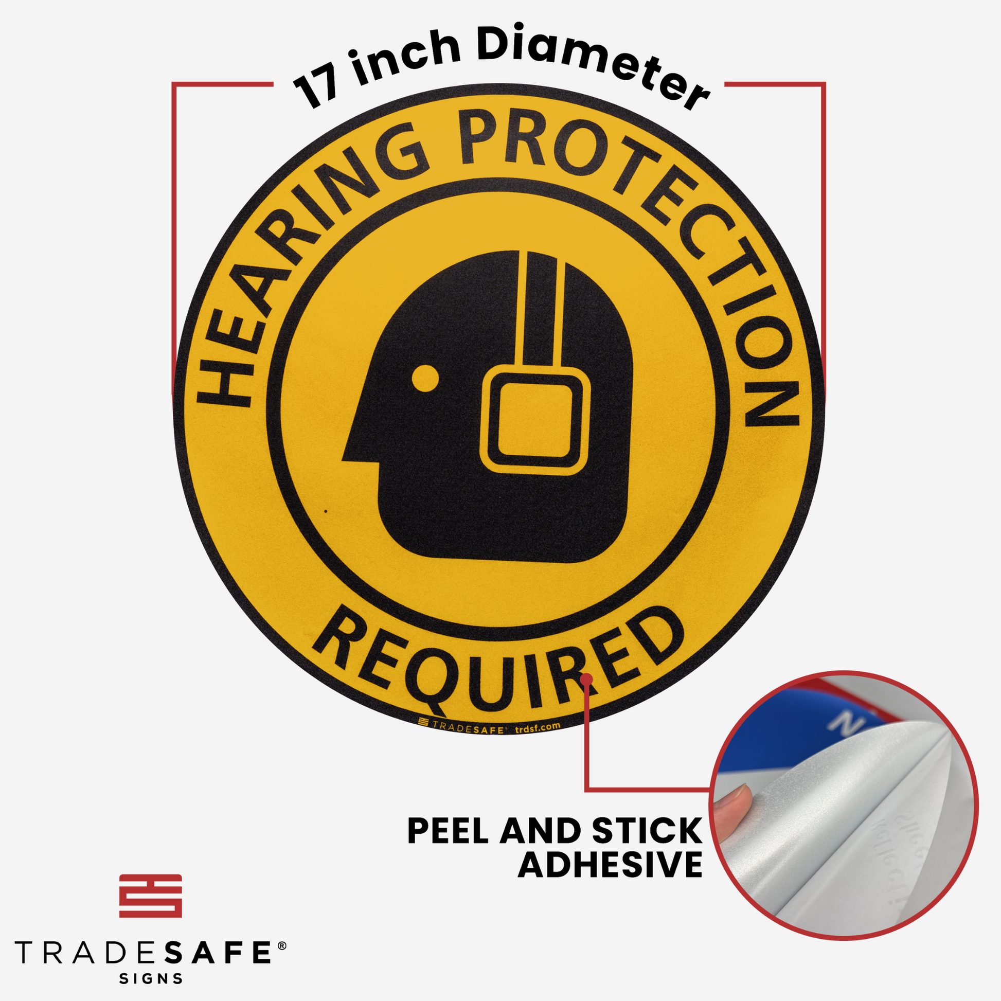 dimensions of hearing protection required sign