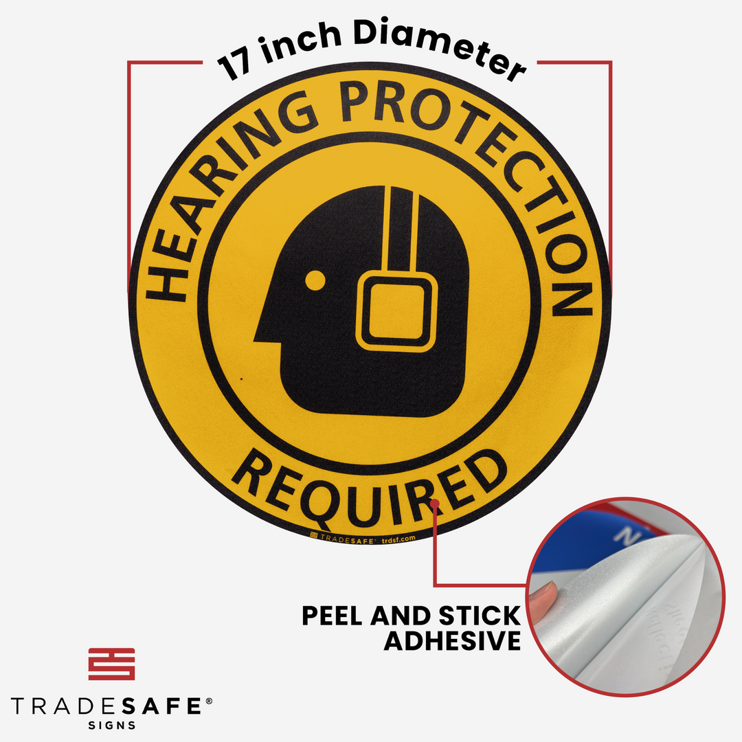 Hering Protection Sign Hearing Protection Required Signs - Anti-Slip Floor Sticker | TRADESAFE