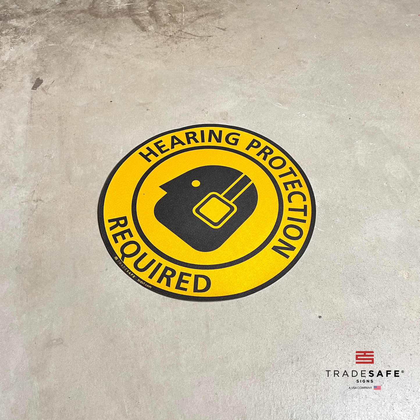 hearing protection required sign vinyl sticker on floor