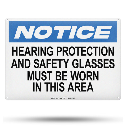 hearing protection and safety glasses sign