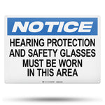 hearing protection and safety glasses sign