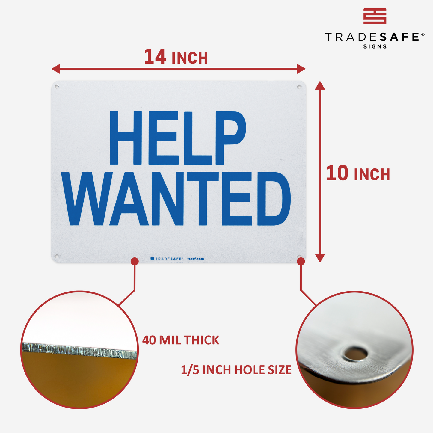 dimensions of help wanted sign