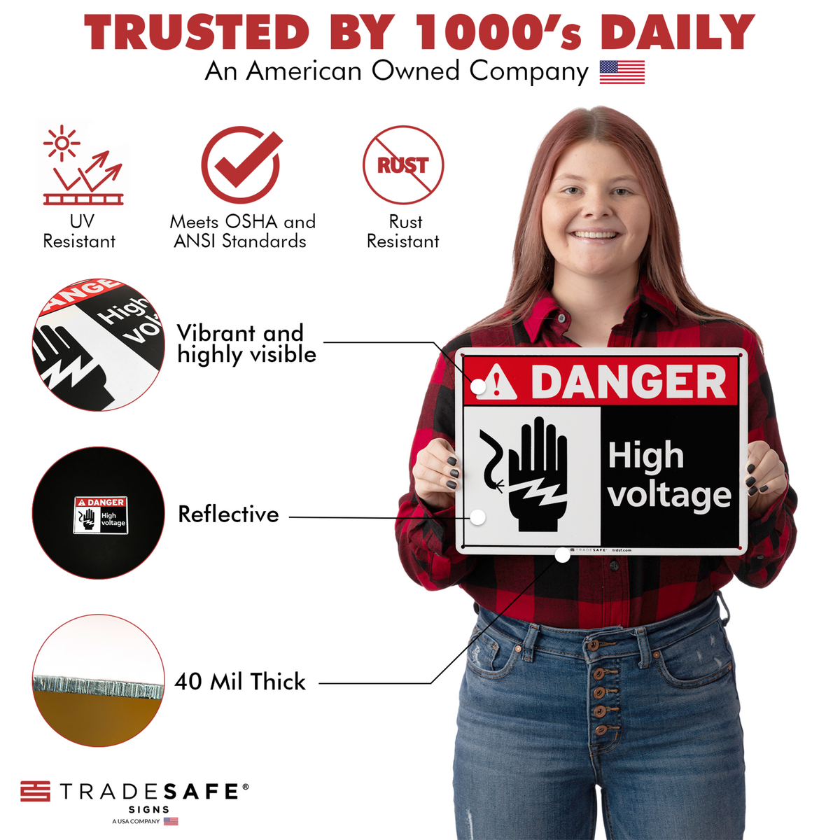 Danger High Voltage Sign - Aluminum Danger Sign | TRADESAFE