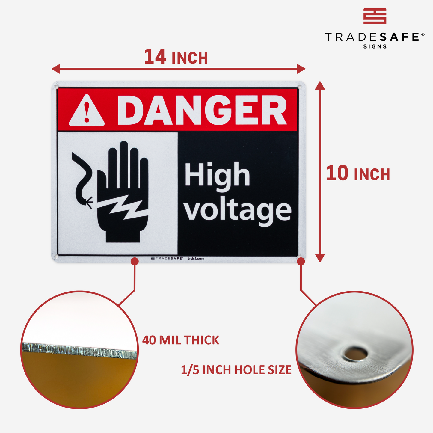 dimensions of high voltage sign