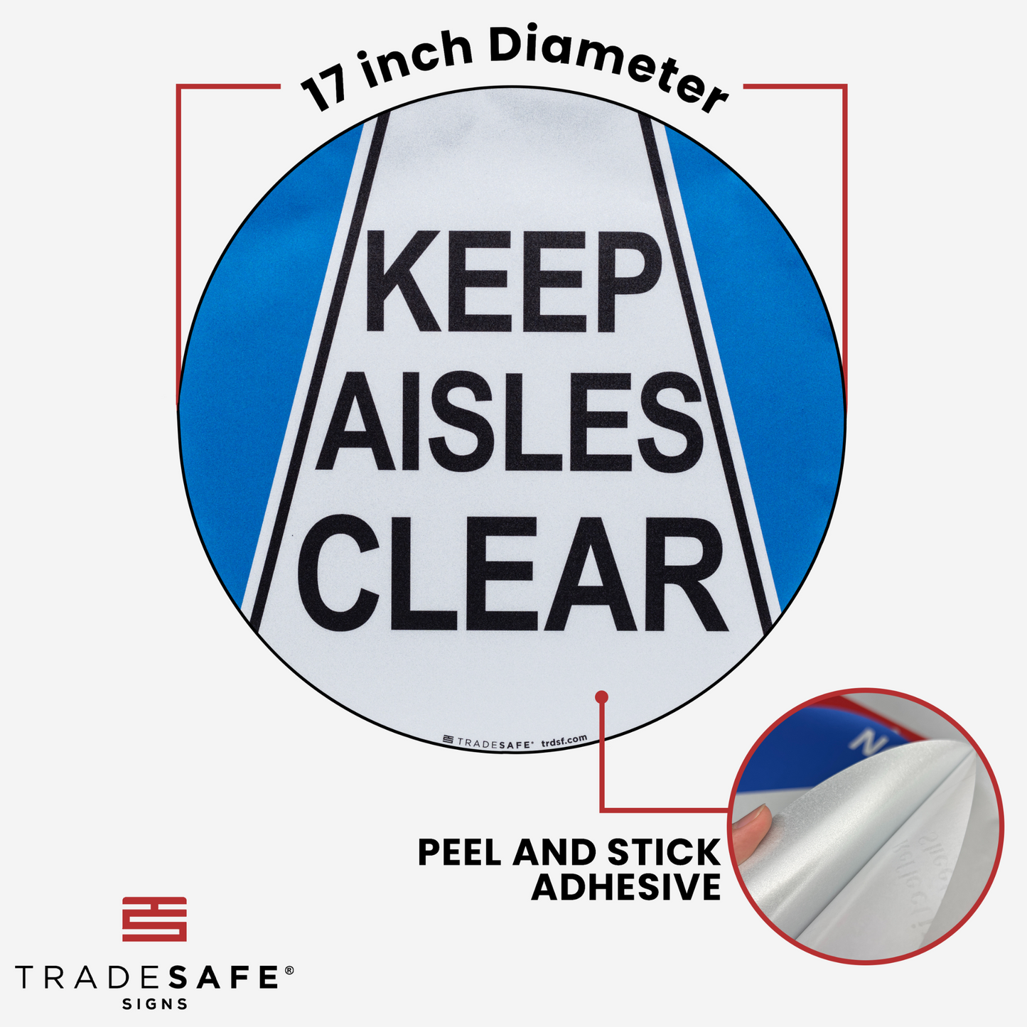 dimensions of keep aisles clear sign