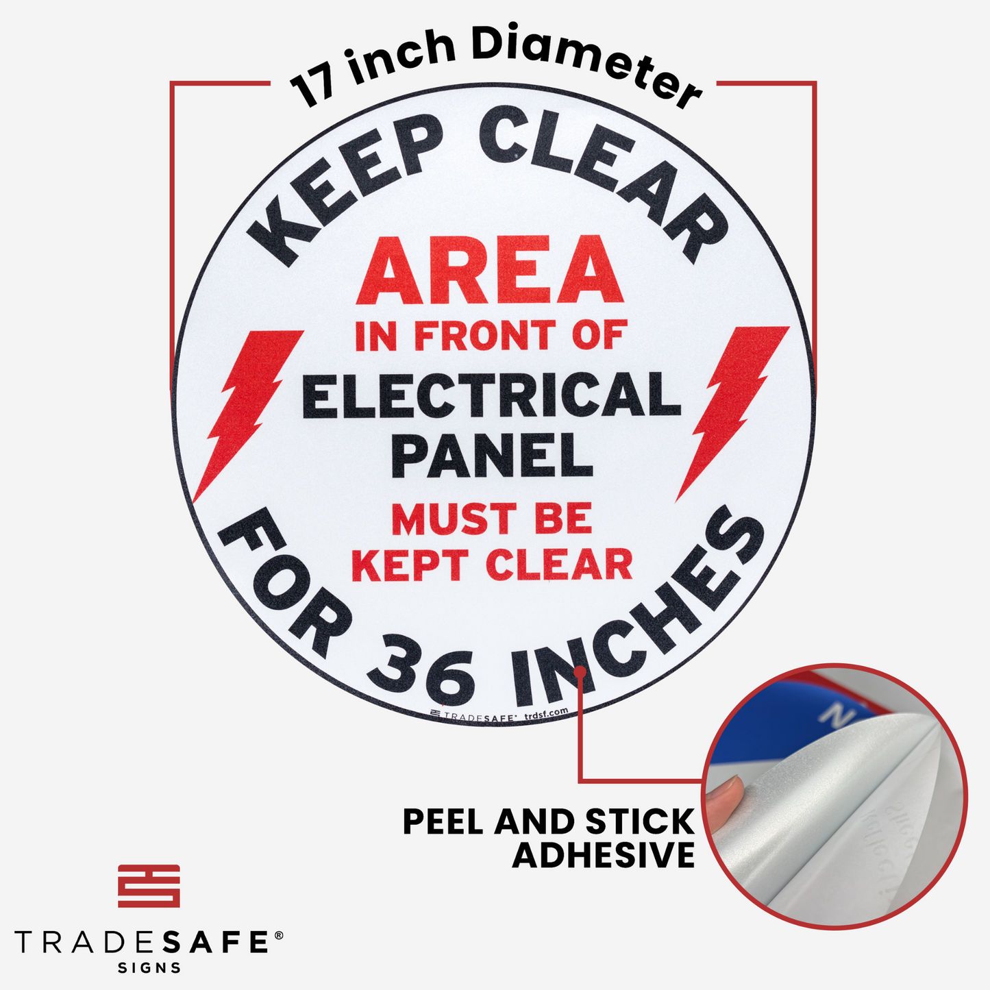 dimensions of keep clear electrical panel sign