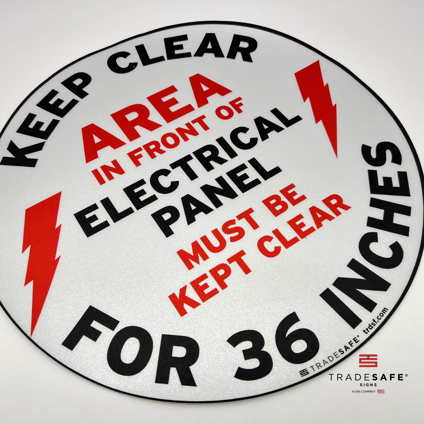 close-up of keep clear electrical panel sign