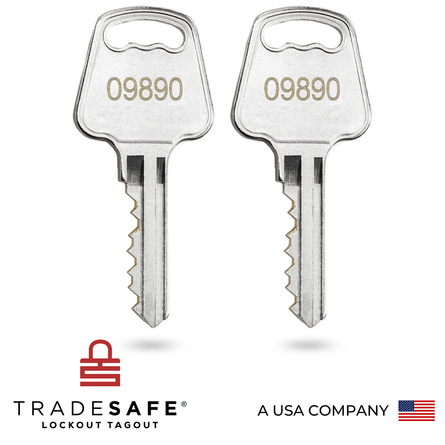 two keys, each with the five-digit code 09890