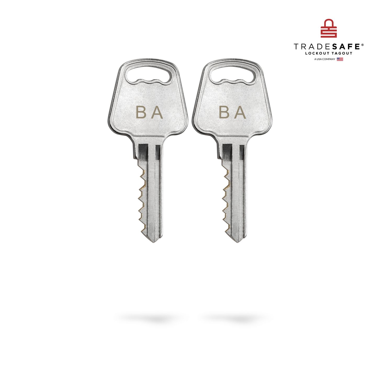 two keys, each with the letter code BA