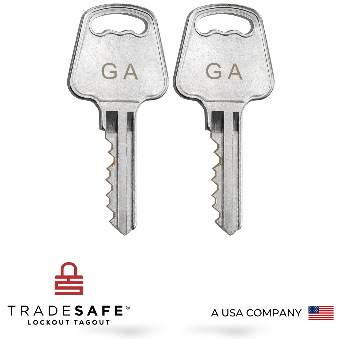 two keys, each with the letter code GA